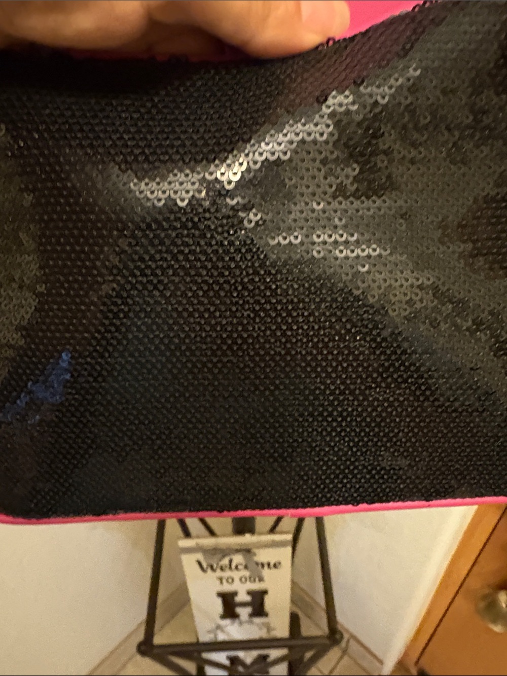 NWT Juicy Couture Hot Pink Backpack with Black Sequin Pocket - Picture 4 of 8